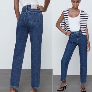 Zara Dark Wash Mom Fit Jeans Size 10